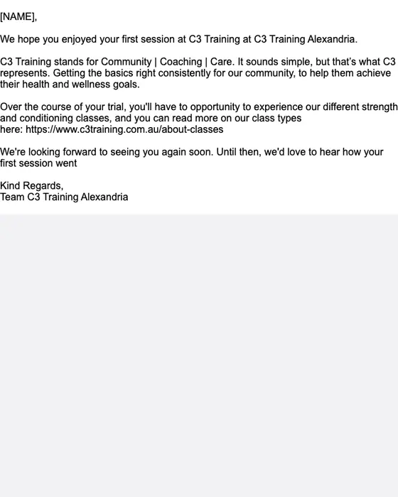 C3 Training Alexandria thank you email