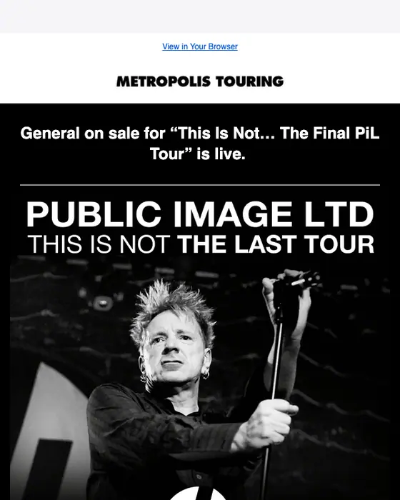 Metropolis Touring promotional email