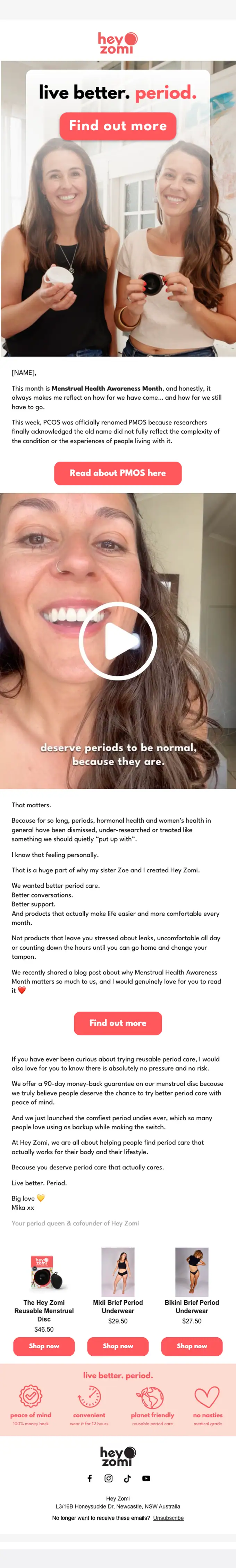 Hey Zomi promotional email, full length