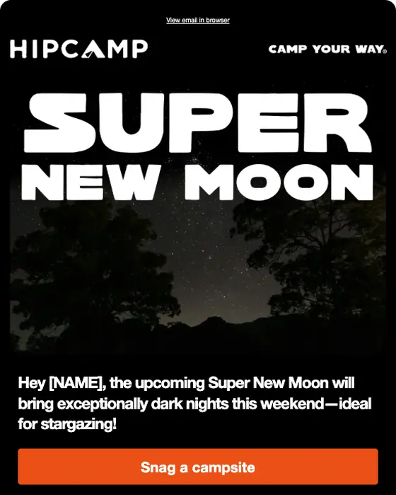 Hipcamp promotional email