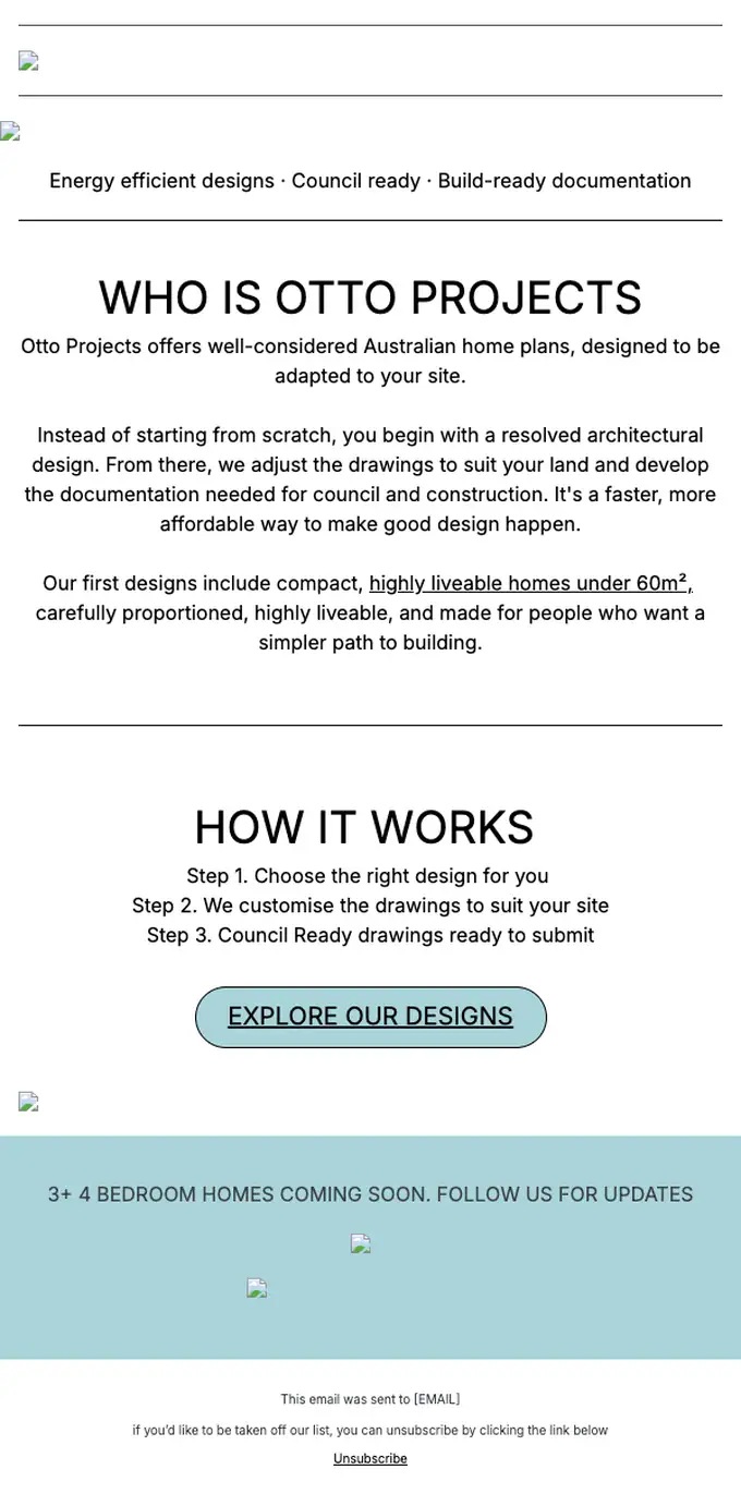 OTTO PROJECTS promotional email, full length