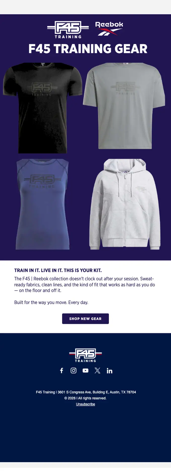 F45 Training product launch email, full length