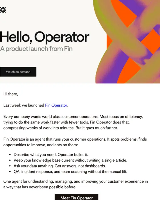 Fin product launch email