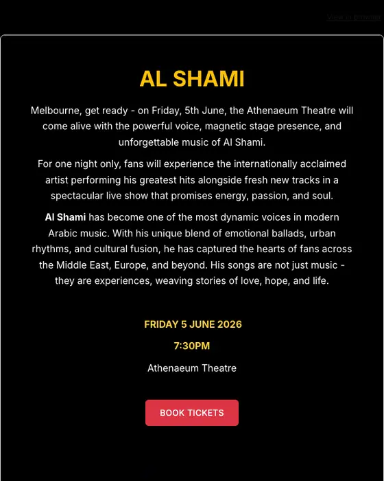 Athenaeum Theatre promotional email