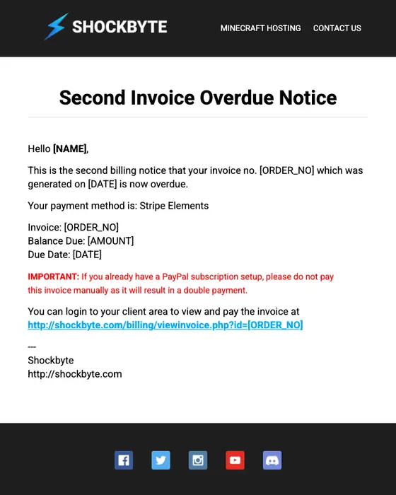 Shockbyte invoice email