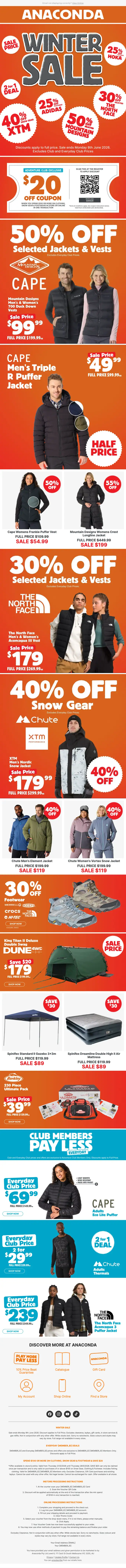 Anaconda sale email, full length