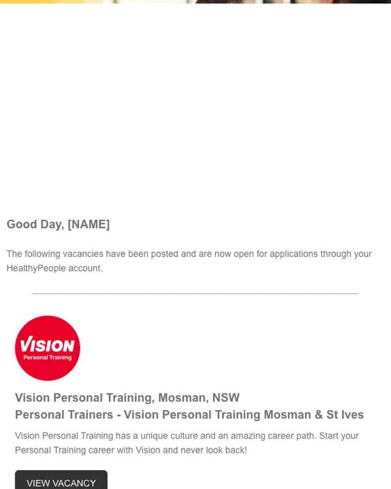 HealthyPeople job alert email