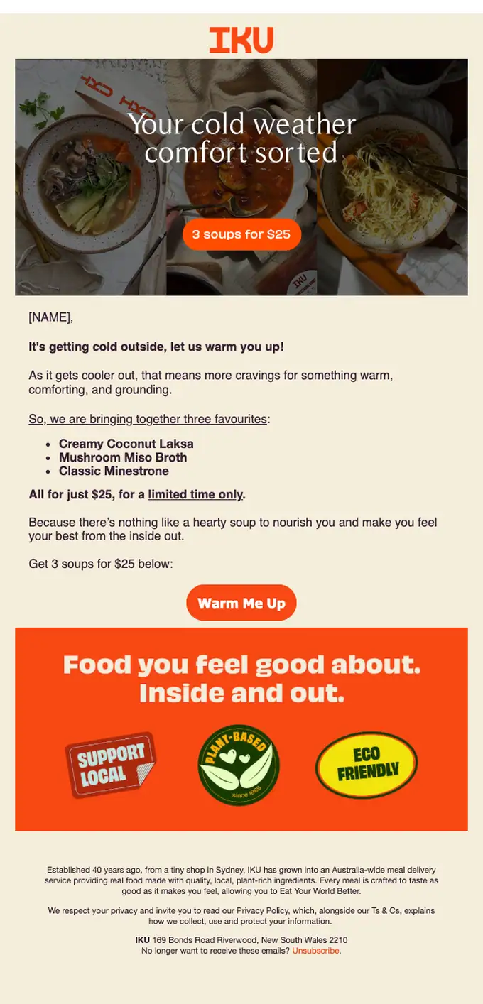IKU discount offer email, full length