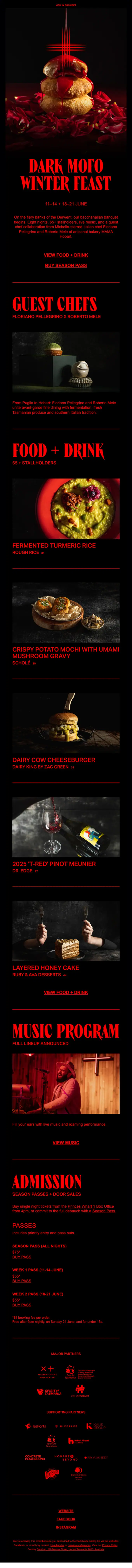 Dark Mofo promotional email, full length