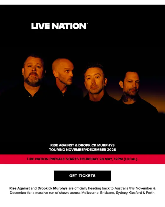 Live Nation Australia promotional email