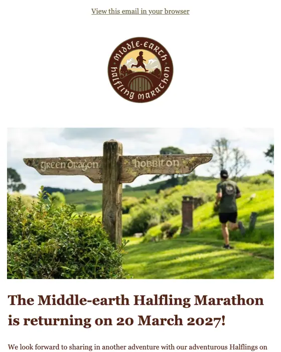 Halfling Marathon Team event invite email