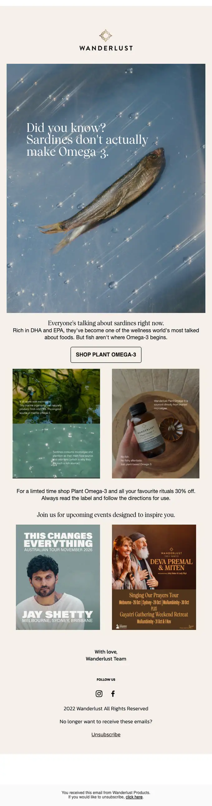 Wanderlust promotional email, full length