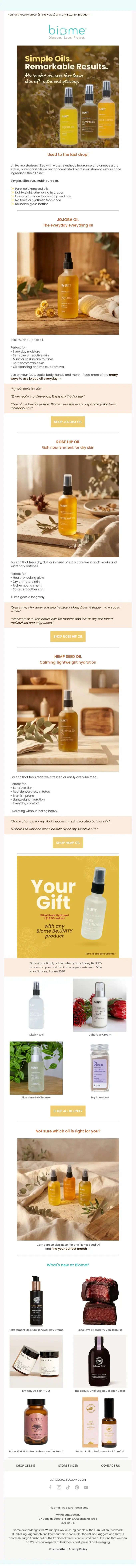 Biome promotional email, full length