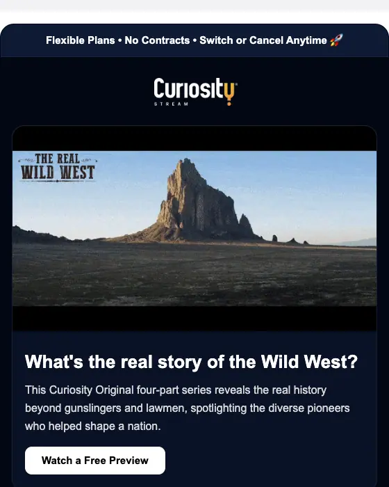 CuriosityStream promotional email