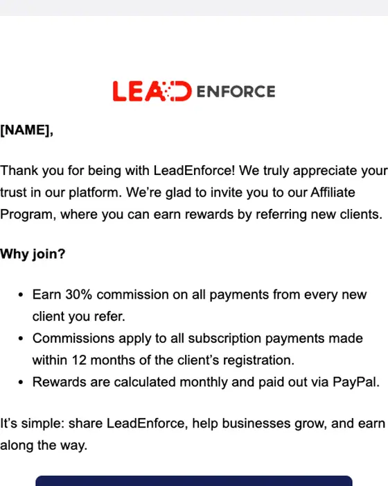 LeadEnforce referral email