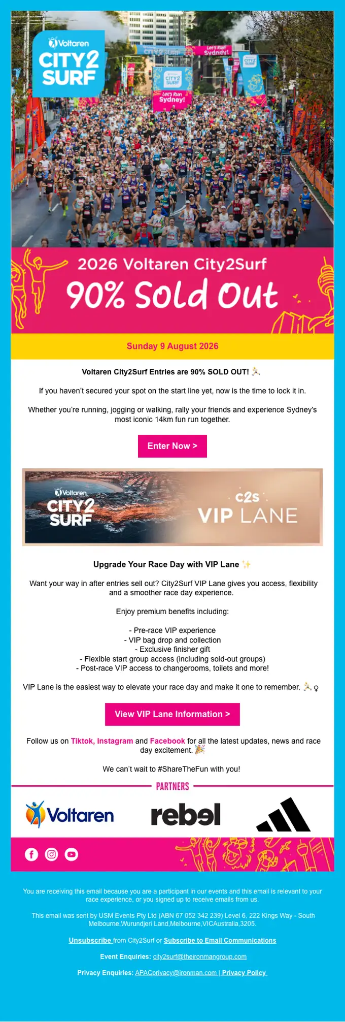 City2Surf promotional email, full length