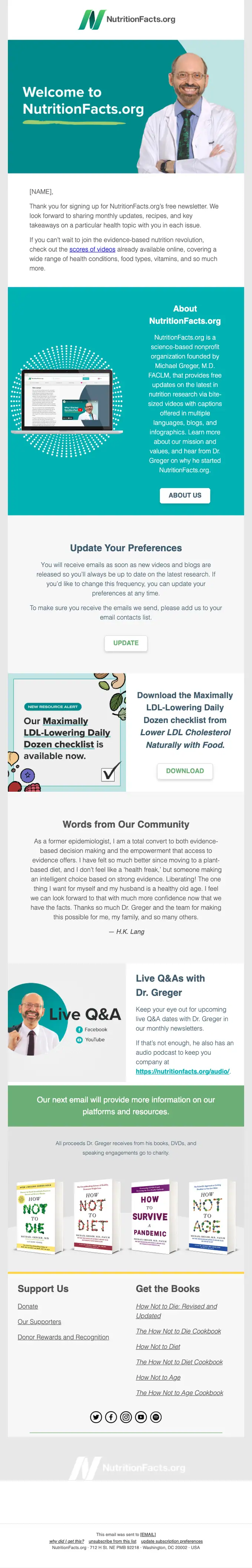 NutritionFacts.org welcome email, full length