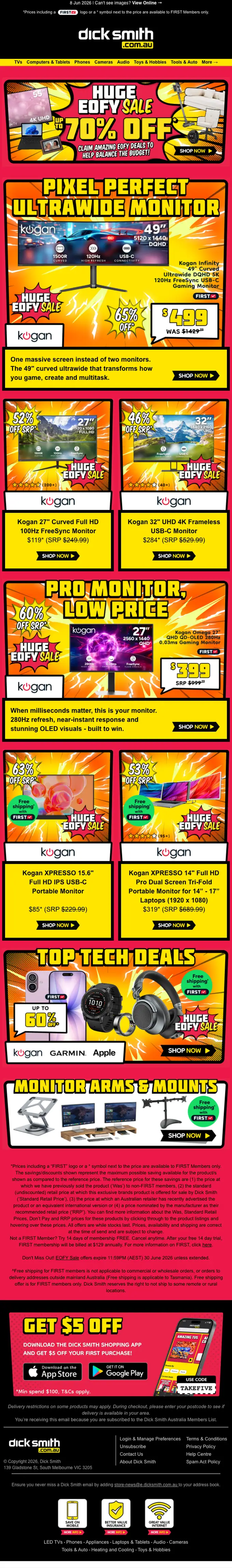 Dick Smith promotional email, full length