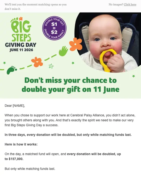 Cerebral Palsy Alliance promotional email