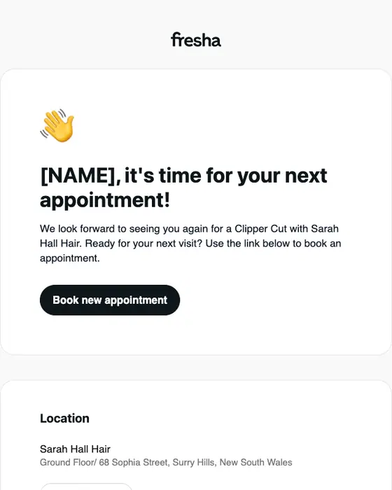Sarah Hall Hair re engagement email