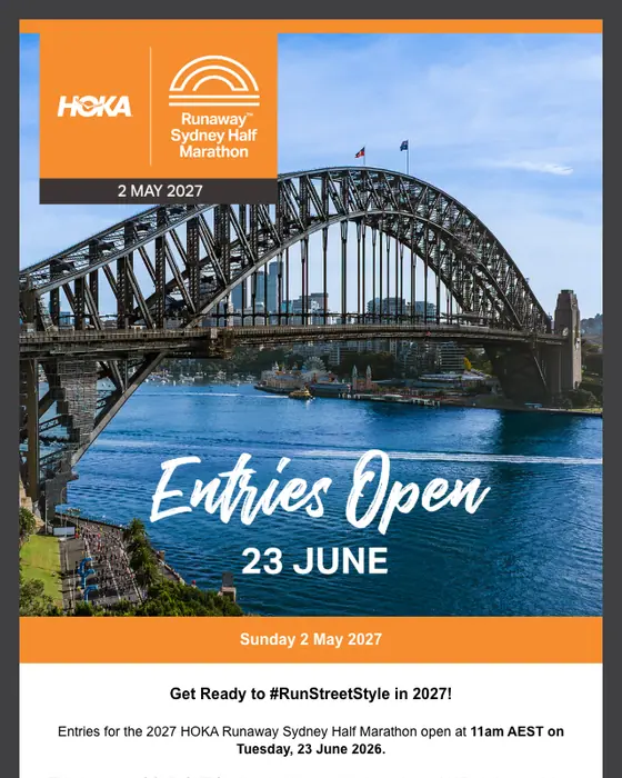 Runaway Sydney Half Marathon event invite email