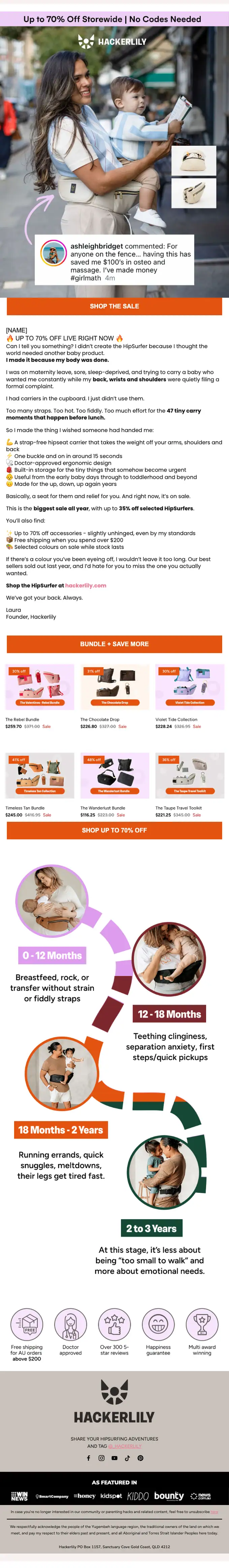 Hackerlily sale email, full length