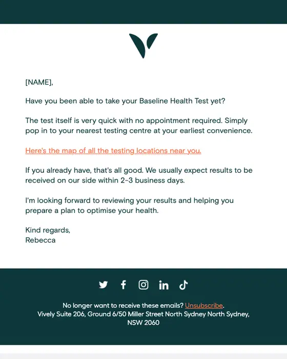 Vively re engagement email