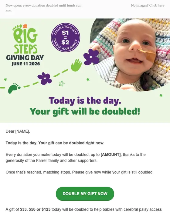 Cerebral Palsy Alliance promotional email