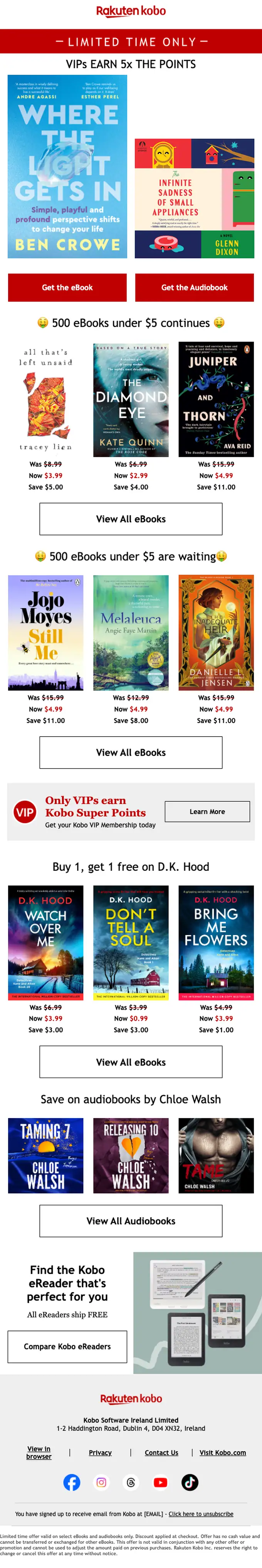 Kobo promotional email, full length