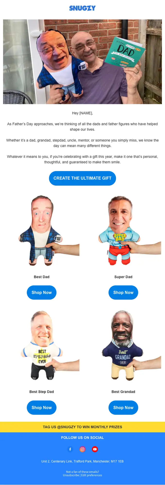Snugzy promotional email, full length