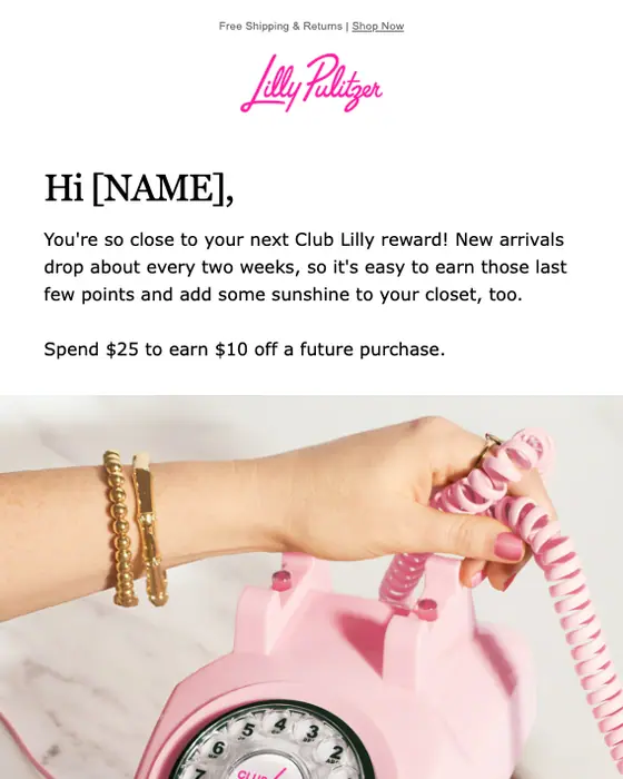 Lilly Pulitzer re engagement email