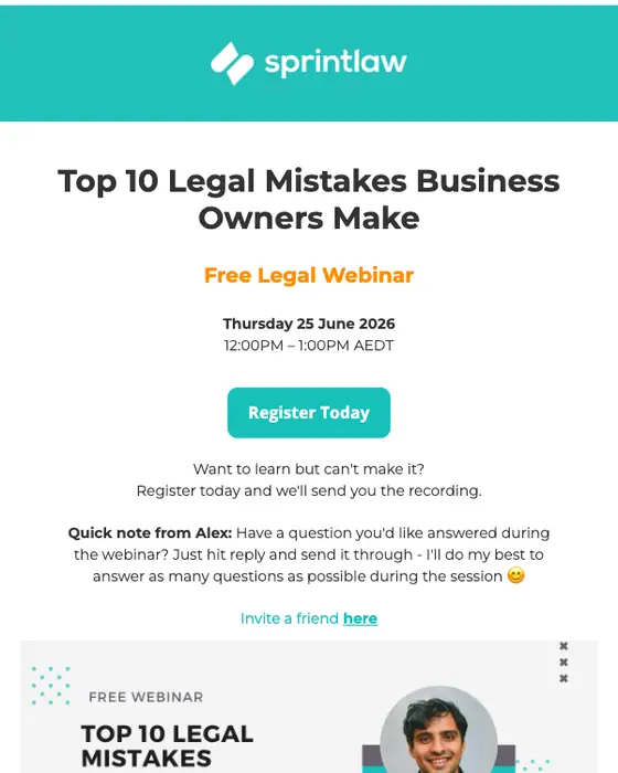 Sprintlaw event invite email