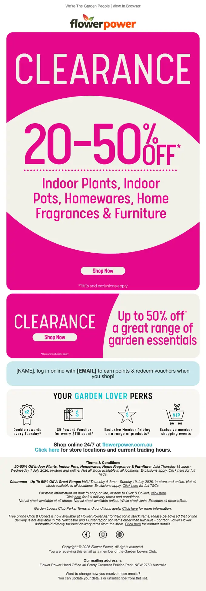 Flower Power sale email, full length