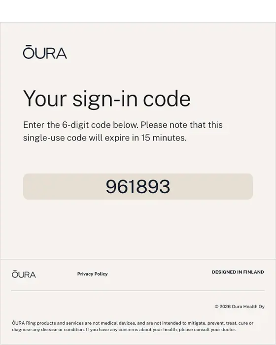Oura email