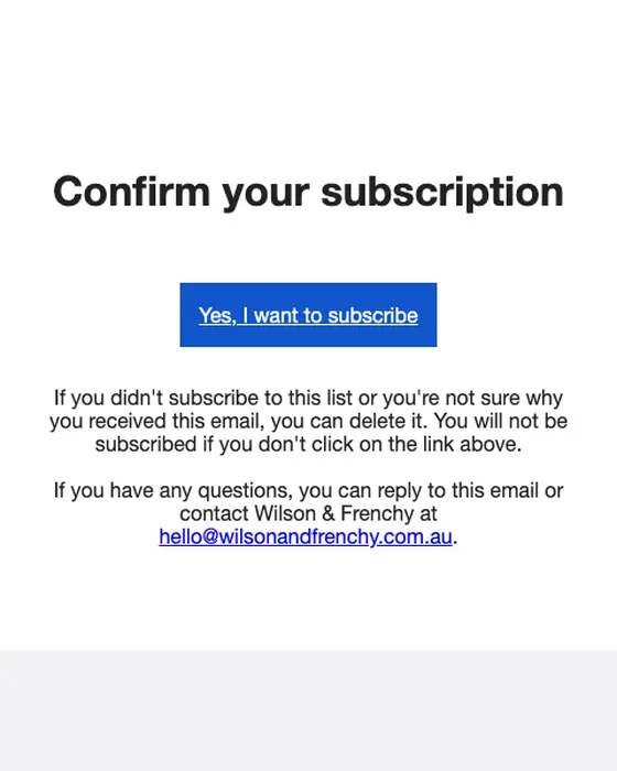 Wilson + Frenchy email