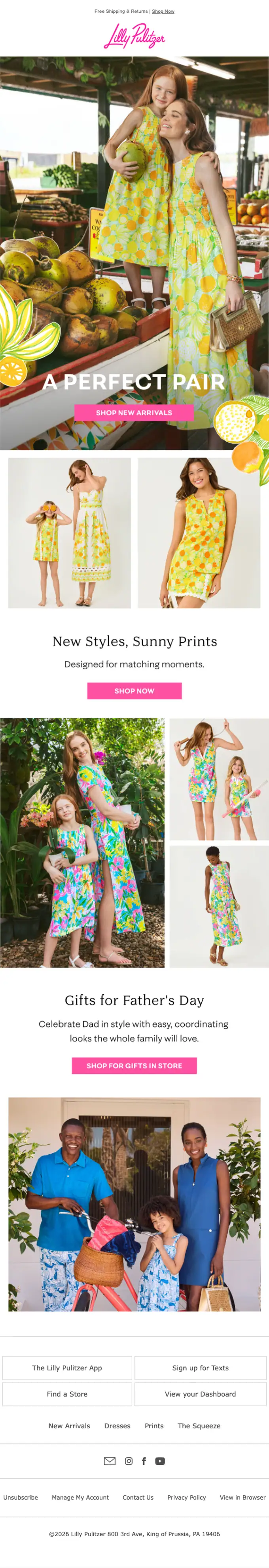 Lilly Pulitzer promotional email, full length