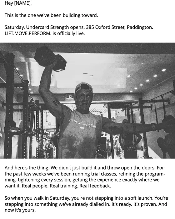 Undercard Boxing promotional email