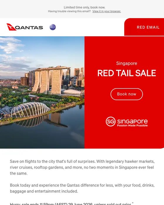 Qantas Red Email sale email