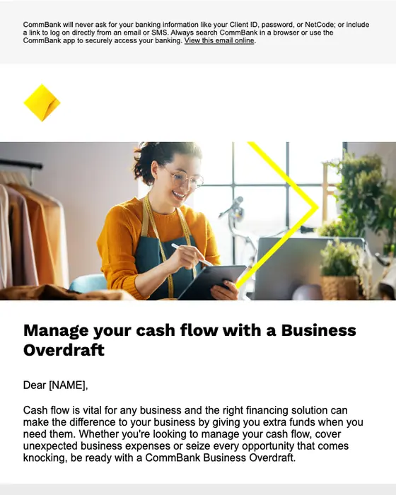CommBank account notice email