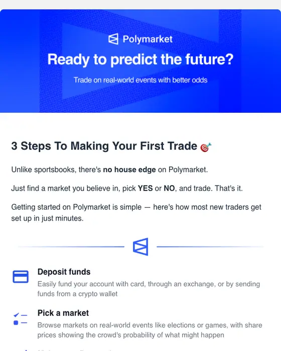 Polymarket onboarding email