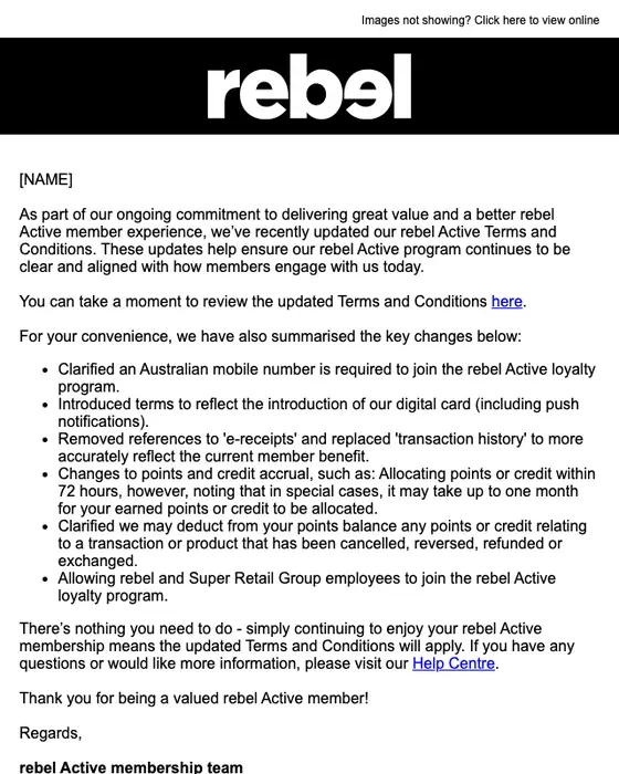 rebel active account notice email