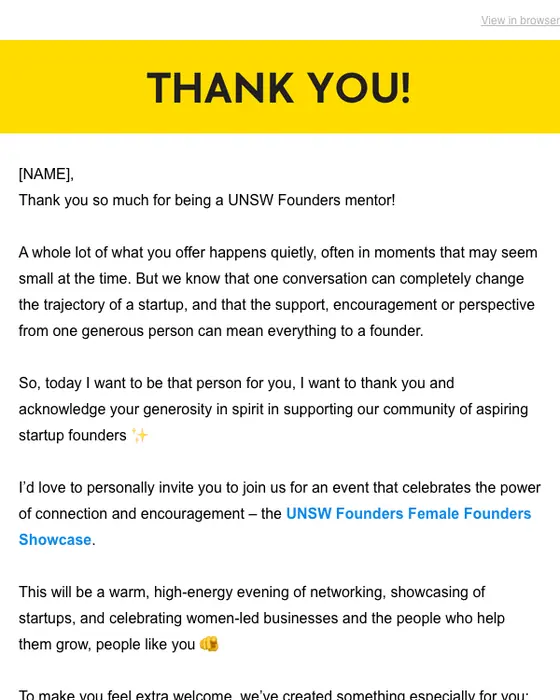 UNSW Founders event invite email