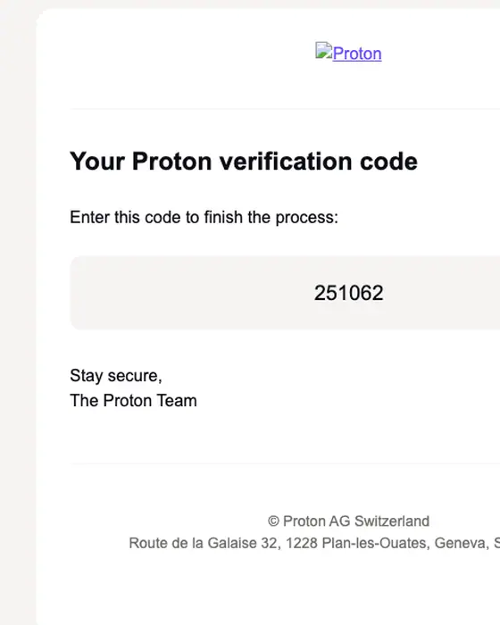 Proton email verification email