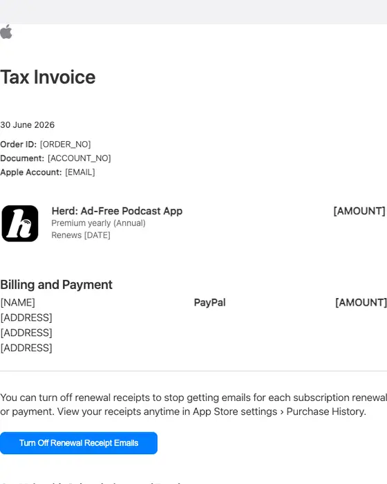 Apple invoice email