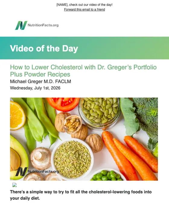 NutritionFacts.org newsletter email