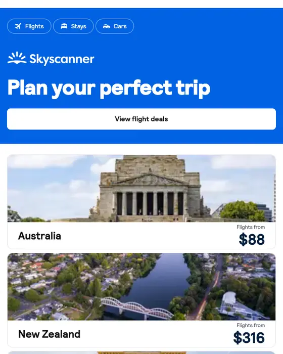 Skyscanner promotional email