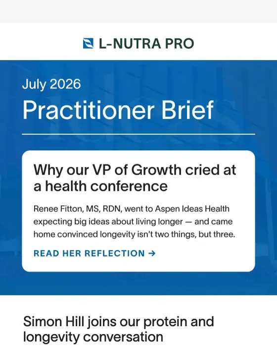 L-Nutra Professional newsletter email