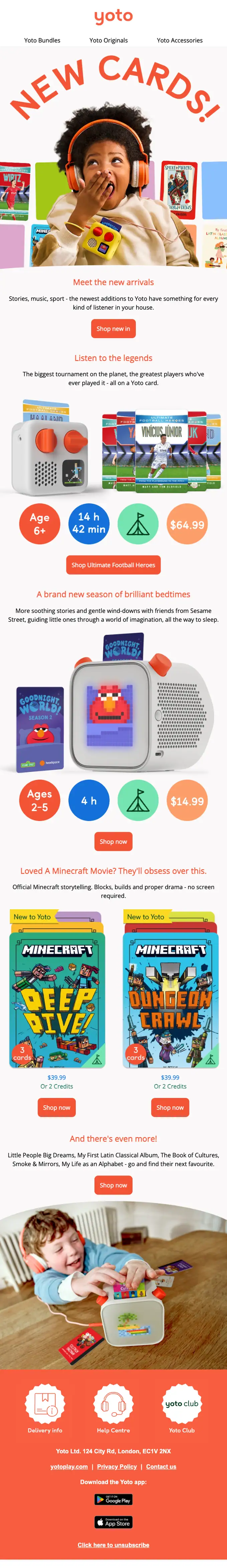 Yoto product launch email, full length