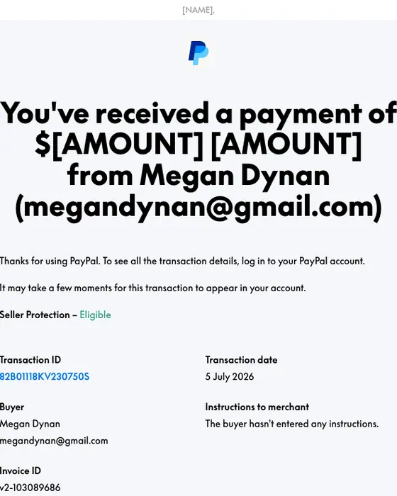 PayPal payment confirmation email