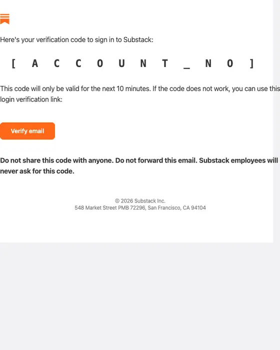 Substack otp email